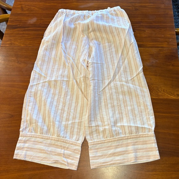 Haven Well Within Organic Cotton Linen Striped Pajama Set Size M Toasted Almond - Picture 4 of 5